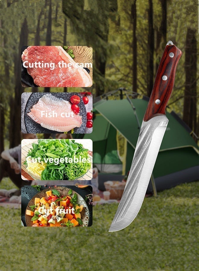 سكين مطبخ سكين طاهٍ مع غمد جلدي، مصنوع من الفولاذ عالي الكربون 5Cr15MoV، مجموعة سكاكين للحوم/الخضراوات والفواكه، سكين تقطيع سكين تقشير سكين فاكهة سكين خبز أو سكين خارجي، سكين مطبخ سكين طاهٍ - Image 5